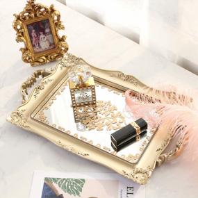 img 2 attached to Gorgeous Gold Zosenley Decorative Mirror Tray - Perfect For Makeup, Jewelry & Home Decor!