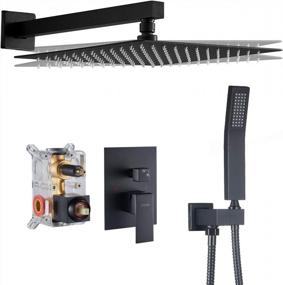 img 4 attached to Complete Matte Black Shower System With Handheld - Cobbe Shower Faucet Set Including 12 Inches Fixtures For Bathroom, Rough-In Valve Body And Trim Included