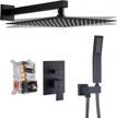complete matte black shower system with handheld - cobbe shower faucet set including 12 inches fixtures for bathroom, rough-in valve body and trim included logo
