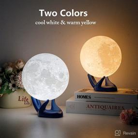 img 3 attached to 🌕 BRIGHTWORLD Moon Lamp 3D Printing Moon Light - Perfect Night Light Gift for Kids, Girls, Boys, and Women - Touch Control, USB Rechargeable, Adjustable Brightness - Warm & Cool White Color