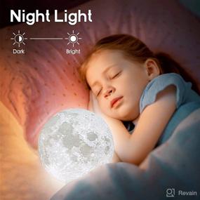 img 2 attached to 🌕 BRIGHTWORLD Moon Lamp 3D Printing Moon Light - Perfect Night Light Gift for Kids, Girls, Boys, and Women - Touch Control, USB Rechargeable, Adjustable Brightness - Warm & Cool White Color