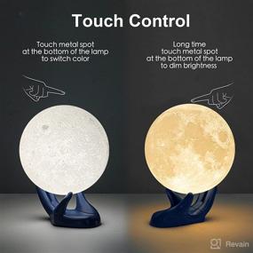 img 1 attached to 🌕 BRIGHTWORLD Moon Lamp 3D Printing Moon Light - Perfect Night Light Gift for Kids, Girls, Boys, and Women - Touch Control, USB Rechargeable, Adjustable Brightness - Warm & Cool White Color