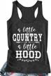 vintage country music shirt: "a little country, a little hood" women's funny letter tank top logo