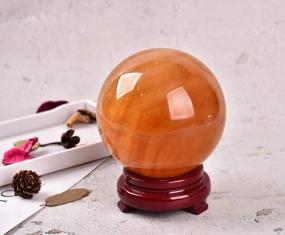 img 1 attached to 3.5-3.9" Natural Honey Calcite Ball Polished Yellow Crystal Sphere With Wooden Stand