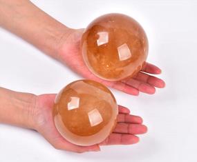 img 2 attached to 3.5-3.9" Natural Honey Calcite Ball Polished Yellow Crystal Sphere With Wooden Stand