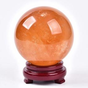 img 4 attached to 3.5-3.9" Natural Honey Calcite Ball Polished Yellow Crystal Sphere With Wooden Stand