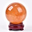 3.5-3.9" natural honey calcite ball polished yellow crystal sphere with wooden stand logo