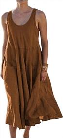img 1 attached to Women'S Summer Linen Tank Dress Plus Size Sleeveless Lagenlook Tunic Big Pocket Dresses