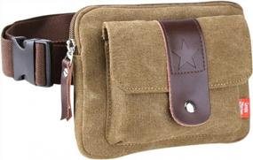 img 4 attached to Coffee Canvas Fanny Pack For Men And Women, Supports Up To 47 Inch Waistline - Genda 2Archer Small Size