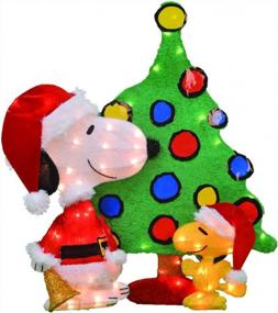 img 4 attached to Premium 32-Inch Pre-Lit Peanuts Snoopy and Woodstock Christmas Yard Decoration Set, 70 Lights
