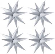 50 pcs white starburst cone mylar balloons - perfect for birthday, wedding, christmas & baby shower parties! logo