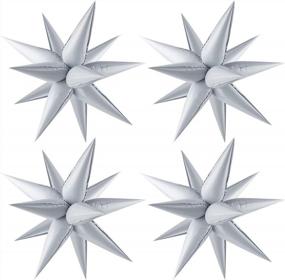 img 4 attached to 50 Pcs White Starburst Cone Mylar Balloons - Perfect For Birthday, Wedding, Christmas & Baby Shower Parties!