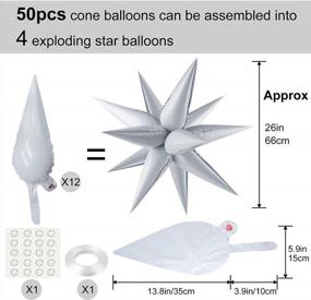 img 2 attached to 50 Pcs White Starburst Cone Mylar Balloons - Perfect For Birthday, Wedding, Christmas & Baby Shower Parties!