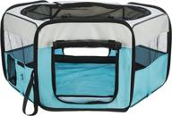 trixie mobile playpen for small animals - soft sided, foldable & portable - perfect for bunnies and puppies - small size - blue/gray design (model: 64054) logo