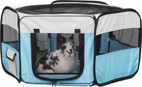 img 3 attached to TRIXIE Mobile Playpen for Small Animals - Soft Sided, Foldable & Portable - Perfect for Bunnies and Puppies - Small Size - Blue/Gray Design (Model: 64054)