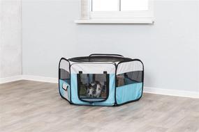 img 2 attached to TRIXIE Mobile Playpen for Small Animals - Soft Sided, Foldable & Portable - Perfect for Bunnies and Puppies - Small Size - Blue/Gray Design (Model: 64054)