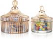 european style glass candy dish with lid - amber small + large jars for decorative storage of flour, cookies, and sugar logo