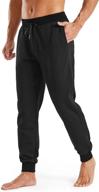 men's cotton jogger sweatpants with pockets for workout running yoga - black, large logo