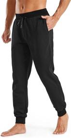 img 4 attached to Men'S Cotton Jogger Sweatpants With Pockets For Workout Running Yoga - Black, Large