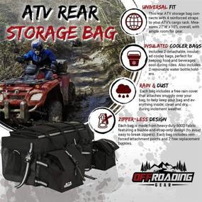 img 3 attached to 🛺 Black ATV/Quad Rear Rack Bag: Rain Cover & Insulated Cooler Bags Included