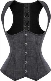 img 4 attached to Gothic Steampunk Underbust Corset Vest Tank Top Waist Cincher For Women By Frawirshau