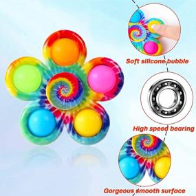 img 1 attached to 17-Piece Tie Dye Fidget Spinner Toy Pack Pop Purse Bag Easter Basket Stuffer Gift For Kids Girls - Classroom Exchange Party Favor