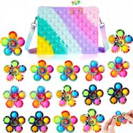 17-piece tie dye fidget spinner toy pack pop purse bag easter basket stuffer gift for kids girls - classroom exchange party favor logo
