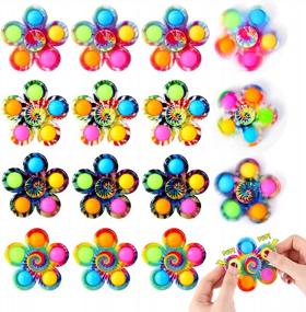 img 3 attached to 17-Piece Tie Dye Fidget Spinner Toy Pack Pop Purse Bag Easter Basket Stuffer Gift For Kids Girls - Classroom Exchange Party Favor