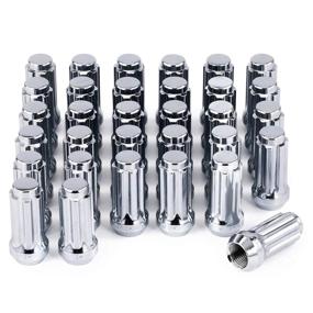 img 4 attached to 🔧 Set of 32 Chrome Plated Spline Lug Nuts with Cone Seat, 13/16" 21mm Hex 2x0.91 in. - Compatible with Ford E-350 Super Duty F-250 F-350 Dodge Ram 2500 3500 & More