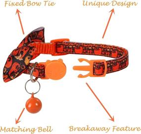 img 3 attached to 🎃 Halloween Cat Collar Breakaway 2 Pack: Cute Kitten Collars with Bells and Bowties for Fall