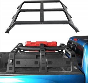 img 4 attached to FINDAUTO Стойка-кровать для тяжелого грузовика с регулируемой высотой для Toyota Tacoma 2005-2021, черная универсальная выдвижная стойка-лестница для пикапа Overland Bed Rack