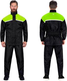 img 2 attached to 🌧️ Stay Dry and Safe with Viking Cycle Reflective Waterproof Motorcycle Rain 2 Piece Gear Suit for Men