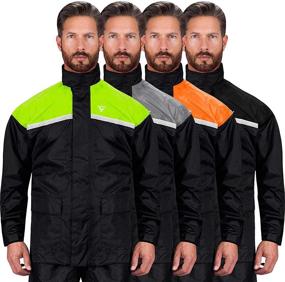 img 4 attached to 🌧️ Stay Dry and Safe with Viking Cycle Reflective Waterproof Motorcycle Rain 2 Piece Gear Suit for Men