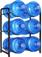 🔥 3-tier heavy duty carbon steel water jug rack for 6 bottles 3-gallon or 5-gallon water jug storage organizer - ideal for kitchen, restaurant, and office - black logo