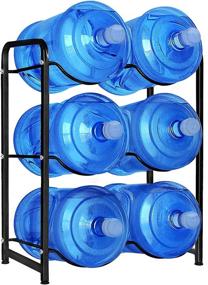 img 4 attached to 🔥 3-Tier Heavy Duty Carbon Steel Water Jug Rack for 6 Bottles 3-Gallon or 5-Gallon Water Jug Storage Organizer - Ideal for Kitchen, Restaurant, and Office - Black
