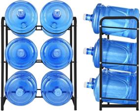 img 3 attached to 🔥 3-Tier Heavy Duty Carbon Steel Water Jug Rack for 6 Bottles 3-Gallon or 5-Gallon Water Jug Storage Organizer - Ideal for Kitchen, Restaurant, and Office - Black