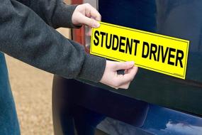 img 1 attached to 🚗 High-Quality 'Student Driver' Magnet Bumper Stickers - Promote Safety for New Drivers - 3-Pack of Flexible Magnets (12 x 3)