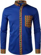 lucmatton men's dashiki african pattern dress shirt - long sleeve mandarin collar & button up patchwork logo