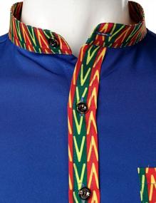 img 2 attached to LucMatton Men'S Dashiki African Pattern Dress Shirt - Long Sleeve Mandarin Collar & Button Up Patchwork