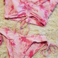 img 1 attached to ZAFUL Tie-Dye Triangle Bikini Set With Cinched String Detail - Three-Piece Swimsuit For Women review by Janet Nelson