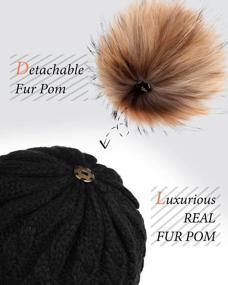 img 1 attached to Women'S Winter Knit Fur Bobble Pom Pom Beanie Hat