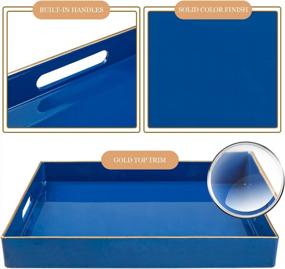 img 2 attached to Royal Blue Serving Tray With Handles - MAONAME Decorative Ottoman, Kitchen & Bathroom Tray 13"X13"X1.57