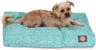 🐾 teal native rectangle pet bed - indoor outdoor design with removable washable cover by majestic pet products logo