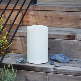 img 3 attached to Outdoor Battery-Operated Artificial Pillar Candle With Realistic Moving Flame For Christmas And Halloween Decor - Remote Ready - Remote Included - Ivory - 6" X 11