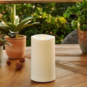 img 2 attached to Outdoor Battery-Operated Artificial Pillar Candle With Realistic Moving Flame For Christmas And Halloween Decor - Remote Ready - Remote Included - Ivory - 6" X 11