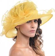 stunning wide brim kentucky derby church hat for women - perfect for bridal tea parties and weddings, in yellow fascinator style logo