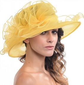 img 4 attached to Stunning Wide Brim Kentucky Derby Church Hat For Women - Perfect For Bridal Tea Parties And Weddings, In Yellow Fascinator Style