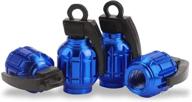 🔵 singaro aluminum tire valve cap: waterproof & dustproof accessories for cars, suvs, bikes & motorcycles - 4pcs blue логотип