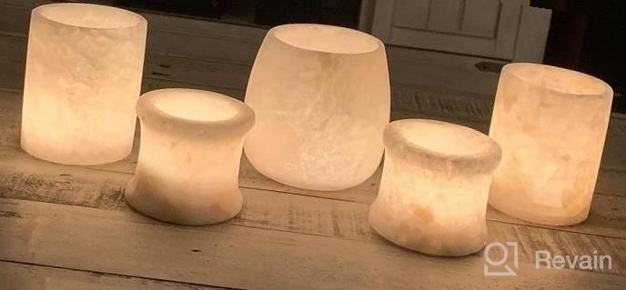 img 1 attached to Add Charm To Your Home Décor With CraftsOfEgypt'S White Alabaster Candle Holder - Perfect For Tealight And Votive Candles, Emits Soothing Amber Glow From Natural Stone review by Eder Boesel