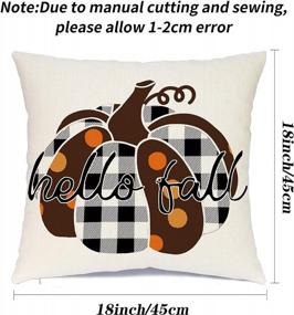 img 2 attached to Set Of 4 Farmhouse Fall Pillow Covers 18X18 Inches - Autumn Decor With Buffalo Check Plaid, Gnome And Pumpkin Designs - Perfect For Thanksgiving And Outdoor Use - Decorative Cushion Cases For Couch